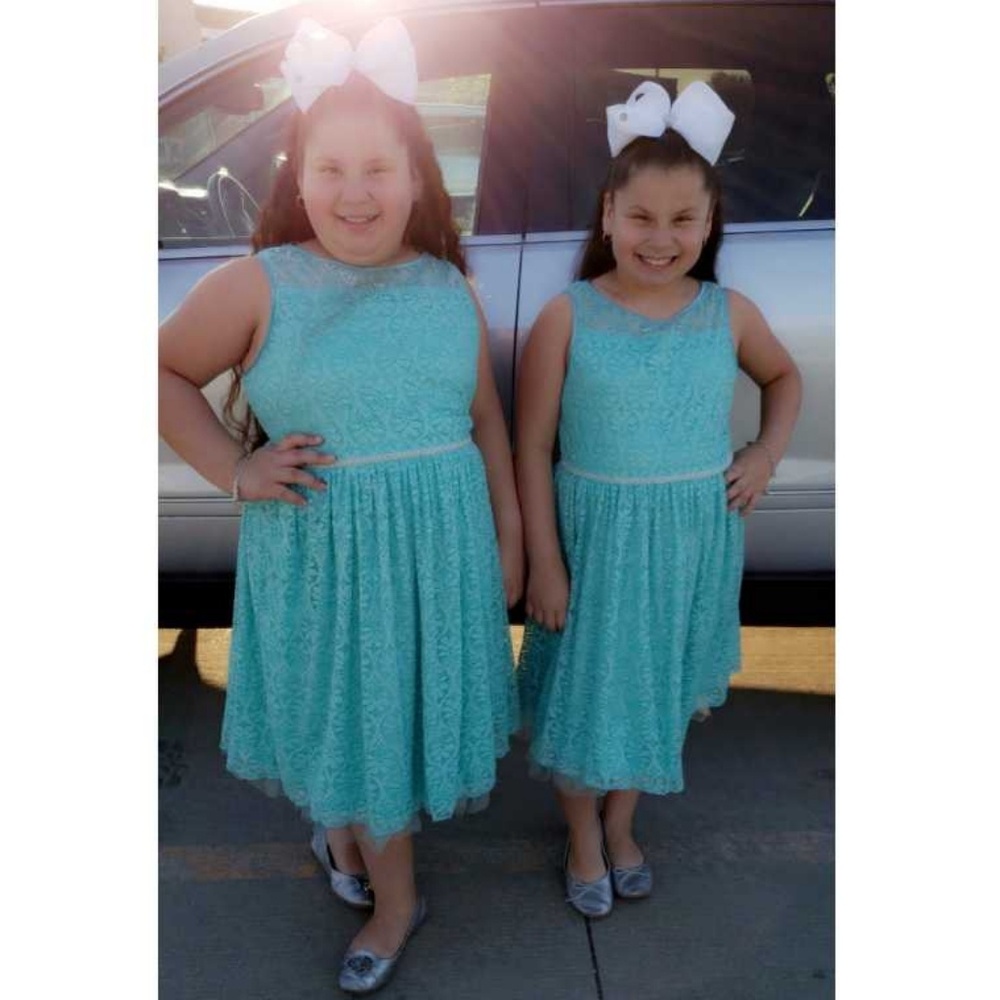 Turquoise Lace Dress w/ Pearl Belt